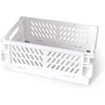 thumbnail image 1 of Mini Collapsible Storage Basket Stackable Storage Bin Crates Container Folding Plastic Storage Box with Handle Foldable Plastic Storage Case for Stationery Snacks Cosmetics(White), 1 of 7