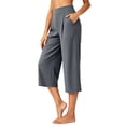 thumbnail image 6 of ZKunhua Women's Wide Leg Capri Pants High Waist Cropped Trousers with Pockets Casual Summer Work Office Dressy Lightweight Flowy Pants (Gray,XL), 6 of 7