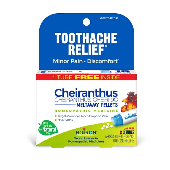 Boiron Cheiranthus Cheiri 9C Bonus Pack, Homeopathic Medicine for Pain Associated With Wisdom Teeth, 240 Pellets