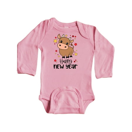 

Inktastic Happy New Year Cute Ox Gift Baby Boy or Baby Girl Long Sleeve Bodysuit