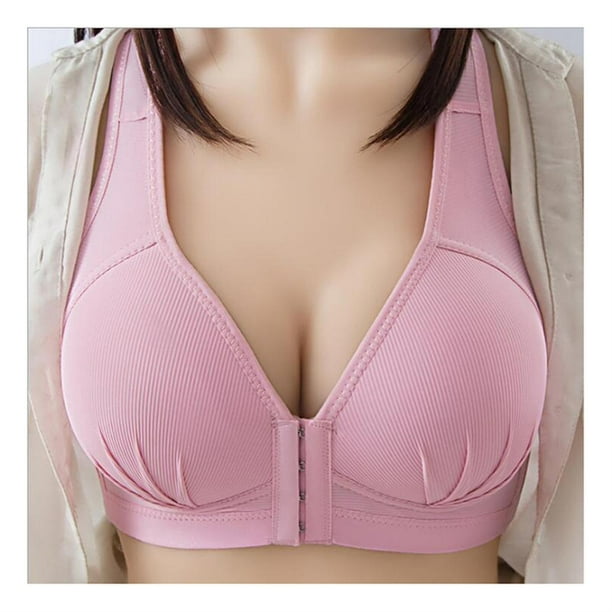 Plus Size Push Up Bra Front Closure Solid Color Brassiere Bra 36-46  Wireless Underwear For Women 
