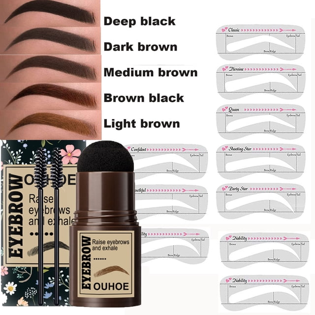 Eyebrow Stamp Stencil Kit One Step Brow Stamp Shaping Kit stamp on eyebrows waterproof Eyebrow Definer Long Lasting Eyebrow Stamp With 10 Reusable Eyebrow Stencils