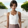 thumbnail image 2 of Women's High Impact Solid Color Ribbed Crop Tank Top- X Large, White, 2 of 7