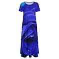 thumbnail image 4 of Robe Fleurie Bleue Imprimé Rose Robe Maxi de Soirée Manches Courtes Mode Coréenne Boho Plage Longues Robes Motif Femme Grande Taille Vestido, 4 of 5