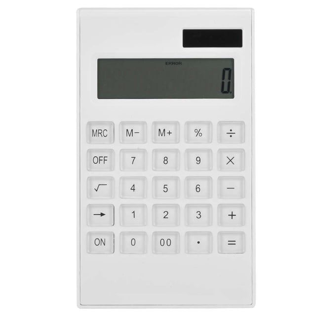Calculadora científica de escritorio para estudiantes, blanca, con energía solar y batería dual, con botón de cristal