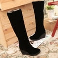 thumbnail image 5 of Women's Knee High Wedge Boots Fashion Fur Liner Thick Wedge Heels Boots High Heel Fleece Snow Boots, 5 of 5