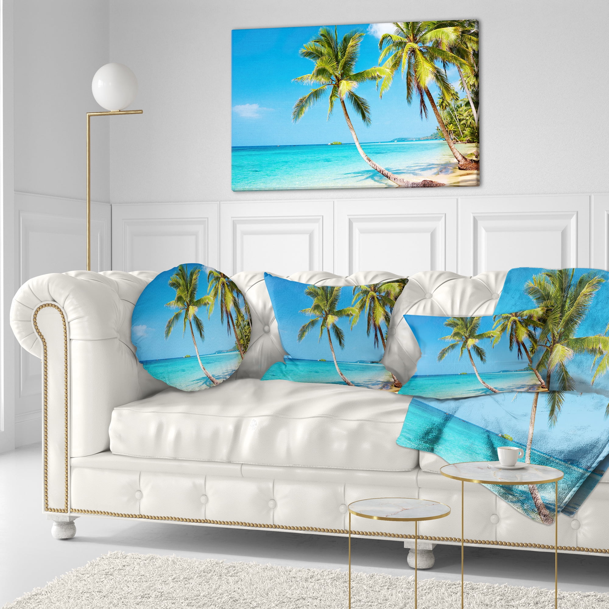 Designart Tropical Beach - Photography Seascape Throw Pillow - 12x20