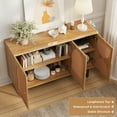thumbnail image 3 of Sideboard Buffet Cabinet with 3 Rattan Doors, 47.2” Kitchen Storage Cabinet with Adjustable Shelf and Metal Legs for Dining Living Room, Hallway, Entryway, Beige, 3 of 11