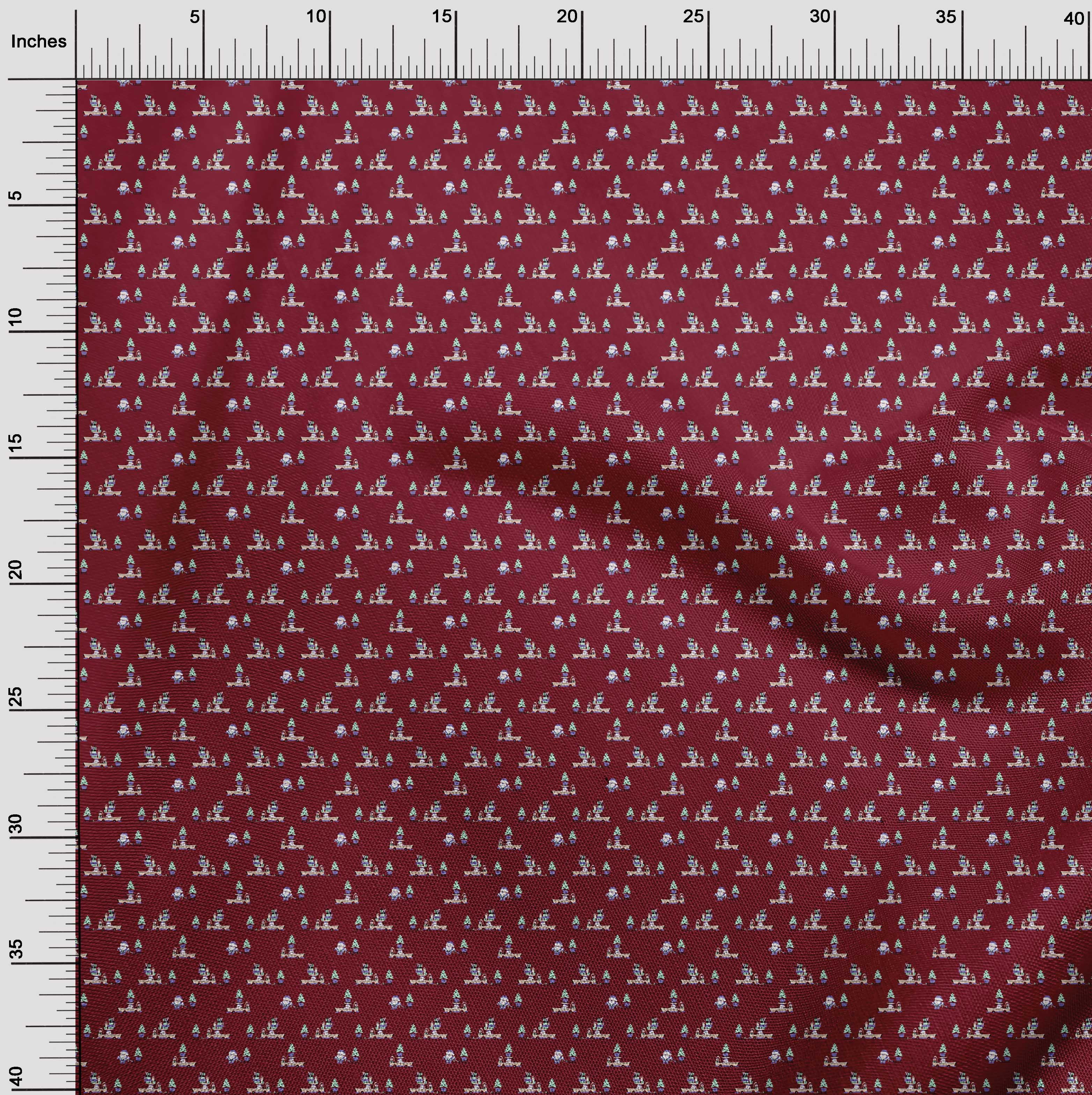 oneOone Cotton Poplin Maroon Fabric Christmas Sewing Fabric By The Yard Printed Diy Clothing Sewing Supplies 56 Inch Wide