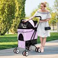 thumbnail image 2 of Costway Poussette Pliable pour Chat Chien Animaux de Compagnie Sans Installation Panier Grande Capacité Rose, 2 of 10