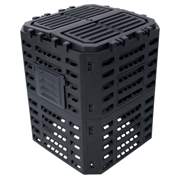 Compost Bin 90 Gallon - Recycled Plastic Outdoor Compost Box - Large 340L Garden Composter with Easy Assembly, Aerating Design for Fertile Soil