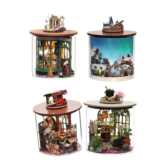 Rompecabezas 3D de botella de sueños en miniatura para casa de muñecas, decoración del hogar de madera para niños pequeños Estilo G