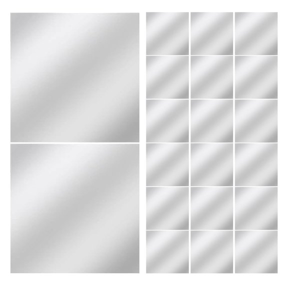 PAMINGONO Self-Adhesive Plated Silver Acrylic Tiny Mirrors, Ideal for Crafts, 20Pcs