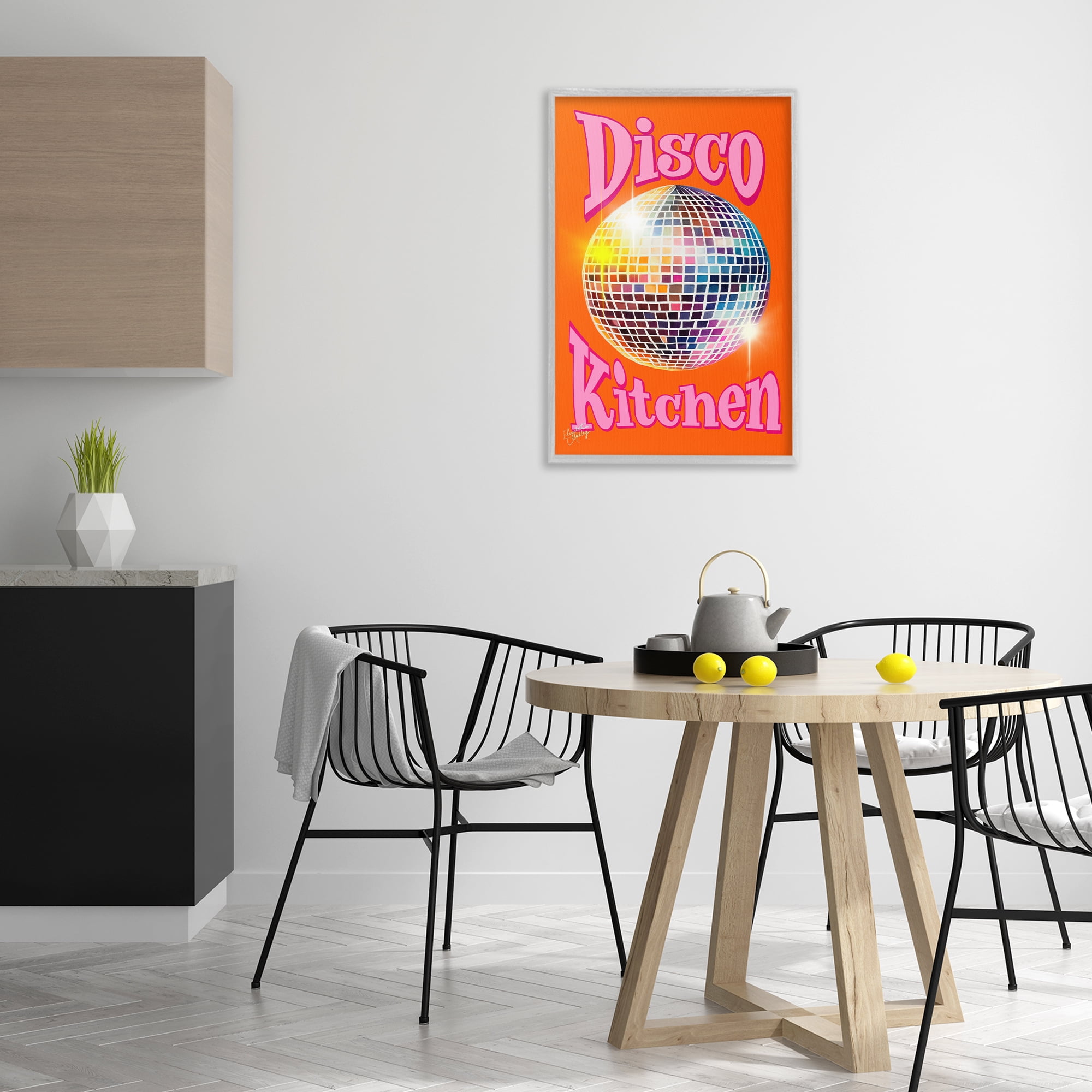 Stupell Industries Groovy Disco Kitchen Performing Arts Painting Gray Framed Art Print Wall Art, 20 x 30