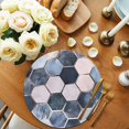 thumbnail image 2 of Round Placemats Abstract Blue Pink Geometric Texture 15 inch Set of 2 Table Mats for Dining Table Modern Art Heat Resistant Non-Slip Kitchen & Home Decorative Place Mat Set, 2 of 8