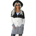 thumbnail image 1 of Women's Cable Knit Long Sleeve Sweater Button Open Front Cardigan Loose Outerwear with Pocket, 1 of 7
