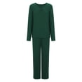 thumbnail image 3 of SHTXOZHI 2 Piece Pajama Sets for Women Long Sleeve V Neck Tops Wide Leg Pant Lounge Outfits, 3 of 6