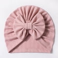 thumbnail image 5 of Krdevn Vertical Stripe Baby Turban Hat Big Matching Fabric Bow Soft Stretchy Warm Knit Head Wrap Cap for Toddler Girls, 5 of 5