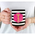 thumbnail image 3 of CTDream 11oz. Coffee Mug Gift, Modern Black White Stripes Hot Pink Fuchsia Watercolor Faux Gold Glitter, Monogram Letter T, 1-Pack, Includes Gift Box, Christmas Birthday Graduation Present Ideas, 3 of 6