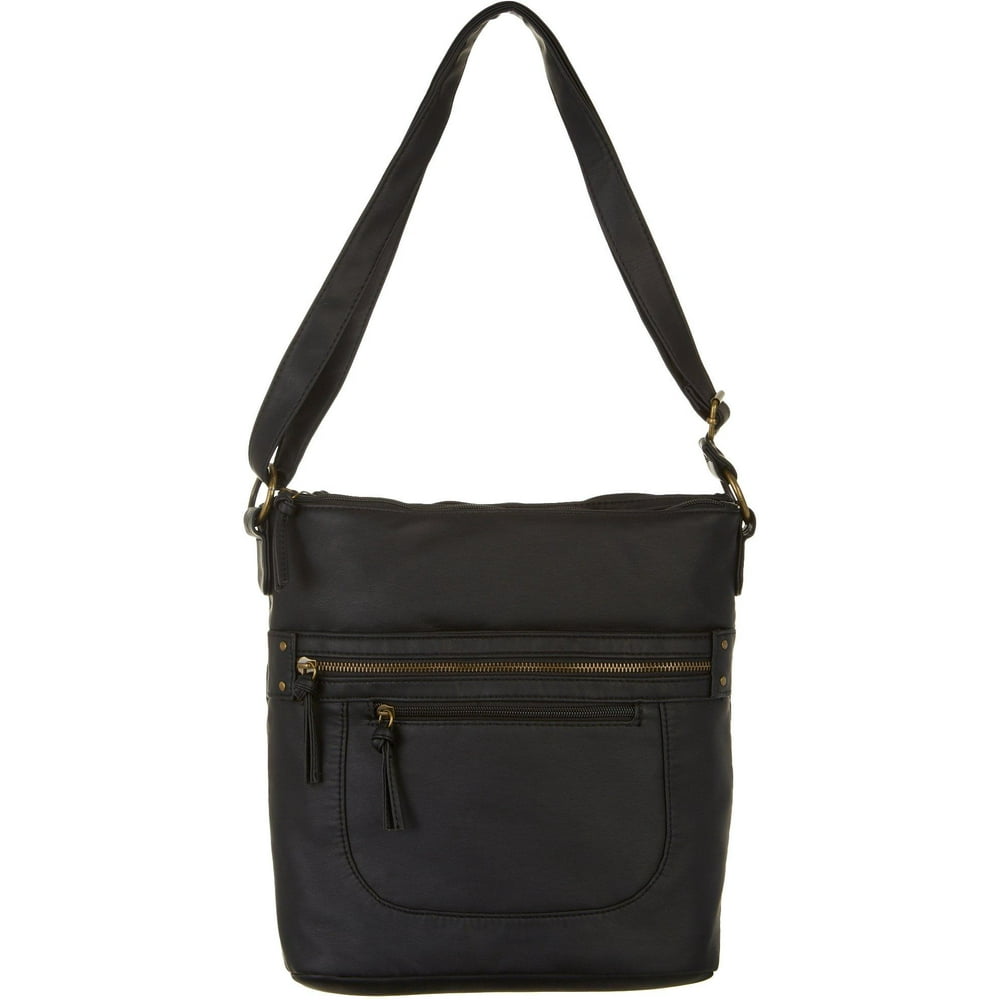 Bueno North/South Double Zip Crossbody Handbag One Size Black - Walmart ...