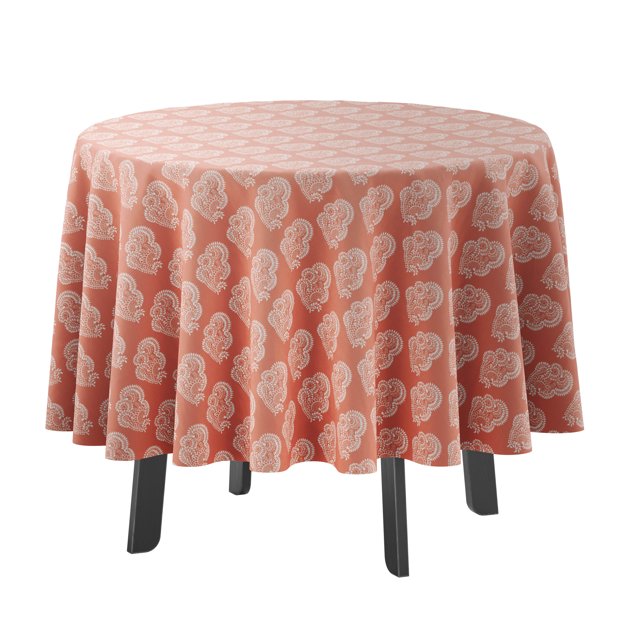 Vargottam Nappe d'Intérieur/extérieur Ronde 58 Pouces Nappe Ronde Imperméable Lingettes Patiotables - Housses de Table Printemps/été pour Cour Arrière Diffusables/barbecues/pique-Nique - Pêche Foncée