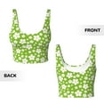 thumbnail image 5 of Haiem Green White Flowers Pattern Womens Sports Bra - U Neck Padded Low Impact Yoga Bra Workout Crop Top Gym Moisture-Wicking Workout Vest -Small, 5 of 9