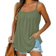 thumbnail image 2 of Fitted Tank Tops for Women, Yigetop Summer Tank Tops for Women 2025 Loose Fit Pleated Square Neck Sleeveless Shirt Curved Flowy Vest Basic Cotton Tee Sleeveless Tops for Women Green 2XL, 2 of 7
