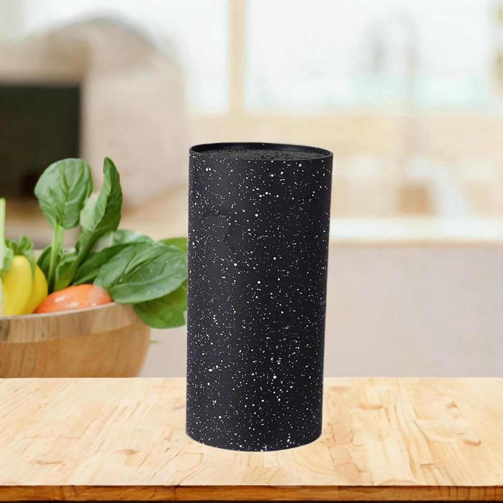 Fiocias Round Knife Block Utensils Holder Save Space Unique Slot Design Universal Knives Black A