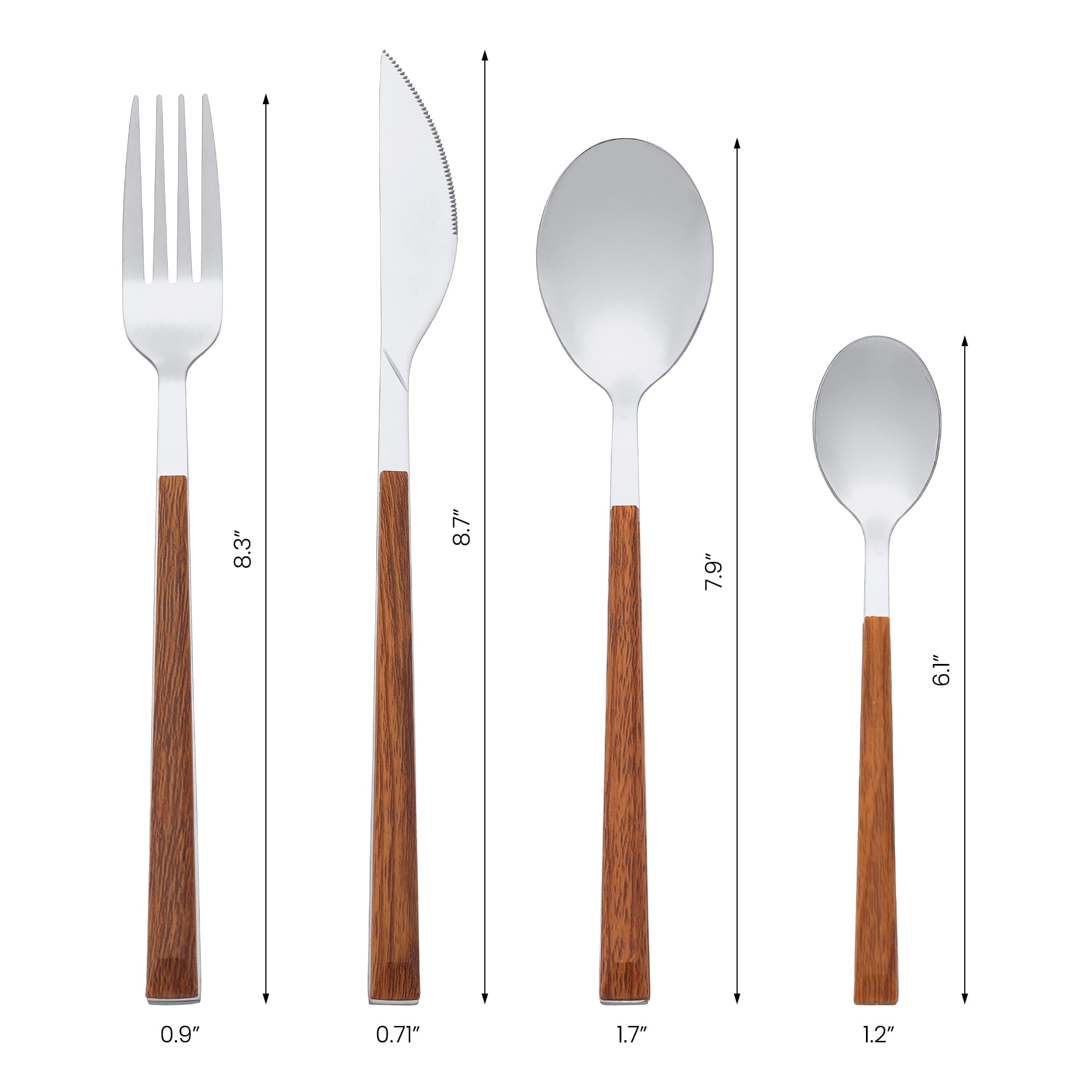 Unique Bargains Silverware Set Durable Stainless Steel Flatware Silver 16 Pcs
