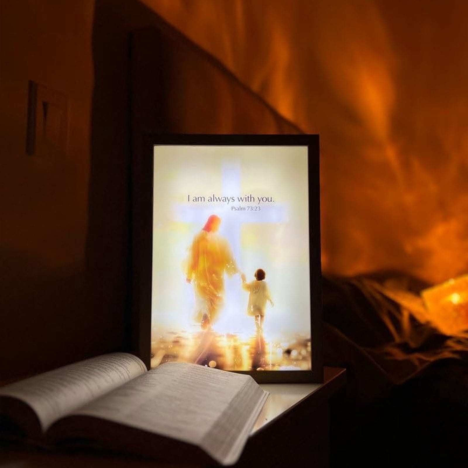WXLCISI 4D LED Religious Night Light - Illuminated Painting with Inspirational Message for Bedroom Decor