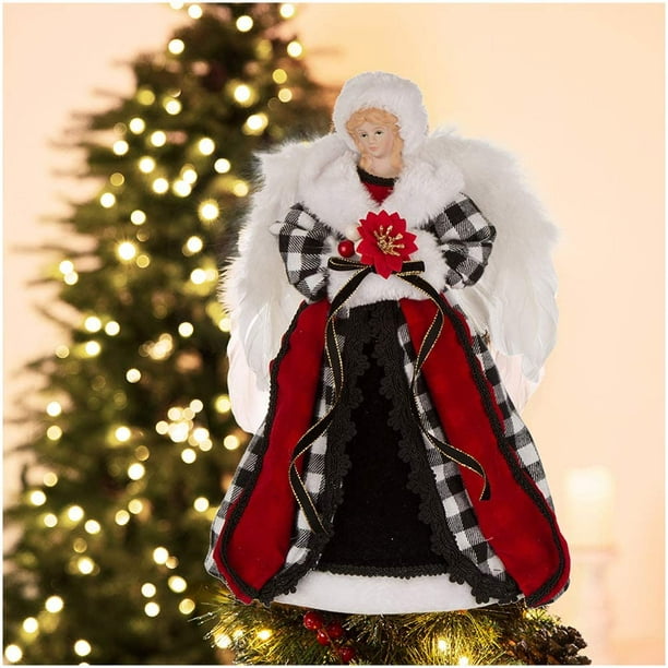 Ange De Noël Haut du Sapin, Topper Sapin De Noël avec LED, Haut De Sapin De  Noël en Forme d'ange, Arbre De Noël Topper Décoration