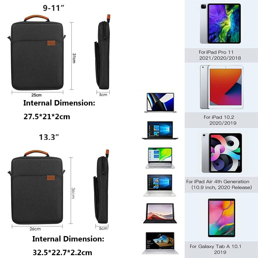 9-11/13.3 inch Portable Tablet Case Storage Laptop Shoulder Bag For iPad Galaxy Tab Student Business Messenge Crossbody Handbag