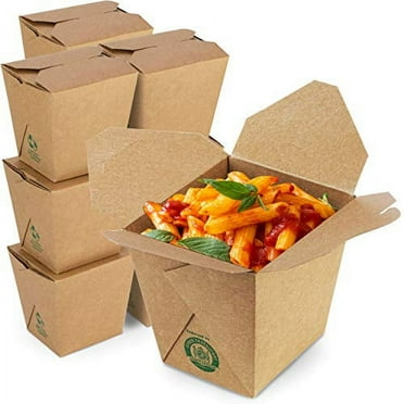 Fit Meal Prep 50 Pack 32 oz Chinese Take Out Boxes - 4.5x4” Plain Kraft Paperboard Food Containers, Leak and Grease Resistant Quart Size Asian Rectangle To Go Boxes, Candy Buffet Box and Party Favors