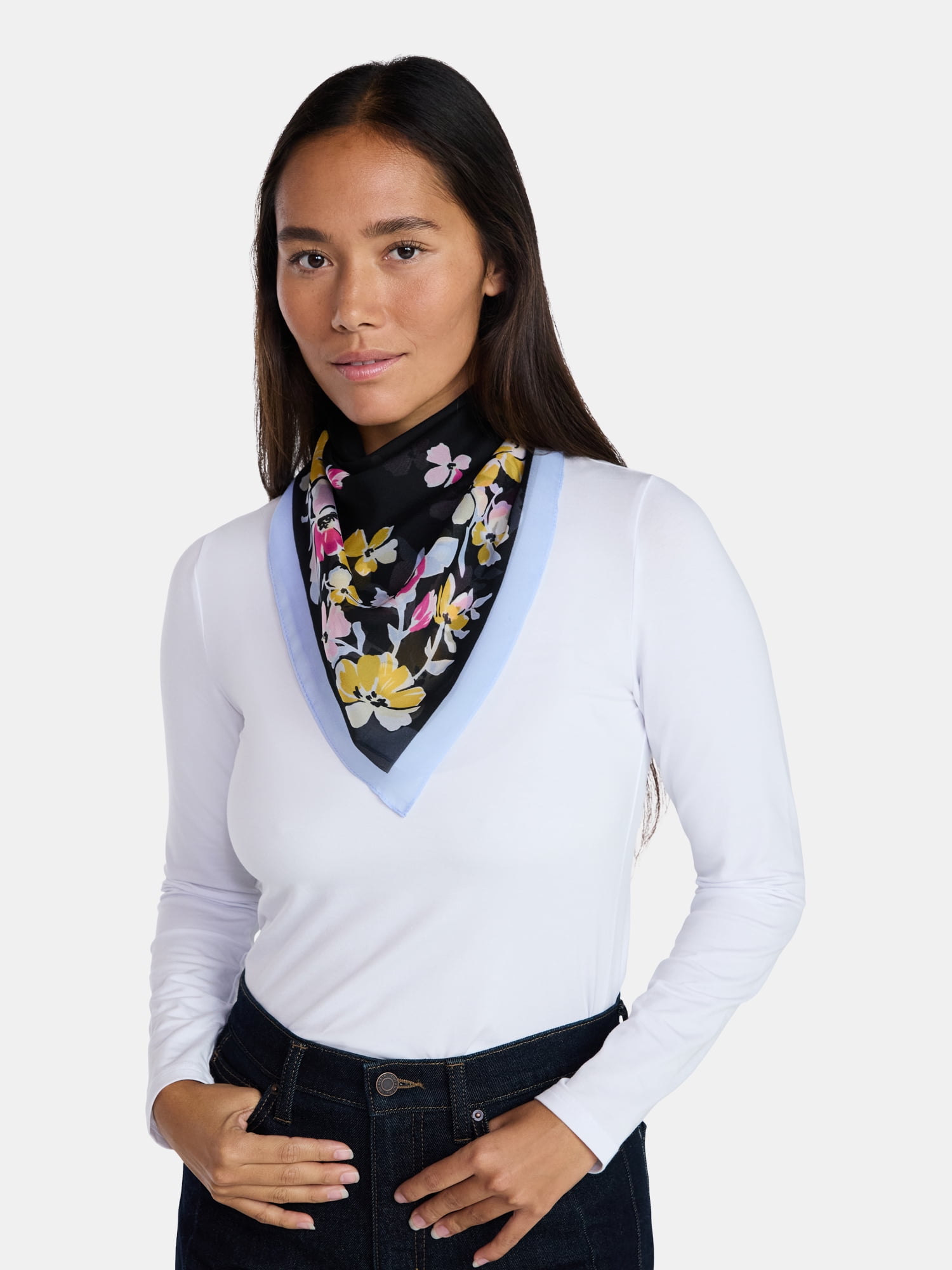 Time and Tru Women's Floral Print Square Scarf