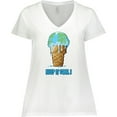 thumbnail image 3 of Inktastic Keep It Cool Melting Earth Ice Cream Cone Women's Plus Size V-Neck T-Shirt, 3 of 5
