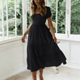 thumbnail image 2 of MYAOYI Women's Dresses Boho Flowy Midi Dress Square Neck Short Sleeve Ditsy Floral Tiered Casual Summer Dress, 2 of 7