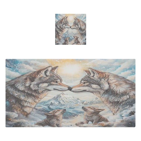 Qxltty Two Wolf Kings Bath and Hand Towel Set 100% Cotton Towels for Bathroom Soft Durable and Absorbent