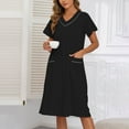 thumbnail image 4 of OSFVNOXV Long Nursing Nightgown for Women 100% Cotton Sleepshirts Short Sleeve Loose Fit V-Neck Loungewear with Pockets, 4 of 4