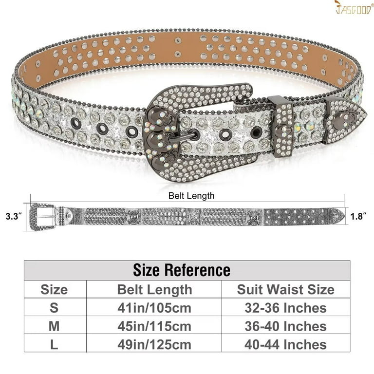 Rhinestone Faux Leather Belt Men & Women Western Cowgirl Cowboy Bling  Studded Design Diamond Fashion Belt for Jeans (Black, Pant Size 30-34  inch/Medium Size) at  Women's Clothing store