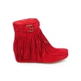thumbnail image 2 of Liliana DA61 Women Suede Fringe Buckle Wedge Moccasin Bootie, 2 of 5