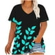 thumbnail image 2 of Puntoco Liquidación de blusas cortas para mujer Camisa básica estampada de manga corta con cuello en V y talla grande para mujer, 2 of 5