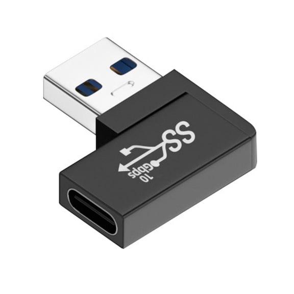 FVH USB-C Type C Female to USB 3.0 A Male Data Adapter Flat Horizontal 90 Degree Left Angled for Laptop Desktop