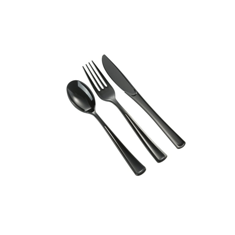 Black Premium Plastic Cutlery Set 24ct