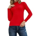 thumbnail image 3 of SGMVNU Womens Turtleneck Sweaters Basic Pullovers Long Sleeve Sweater Tops Casual Soft Knit Fit Lightweight 2025 Fall Work Outfits Red S, 3 of 8