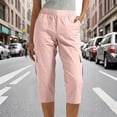 thumbnail image 2 of QNANSPI Women's Cargo Pants, Casual Pants for Women, Women's Stylish Solid Casual Pants Elastic Waistband with Pockets Outdoor Hiking Cargo Pants Crop Length Versatile Use, 2 of 6