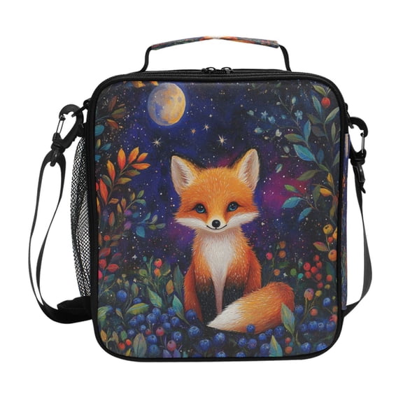 Square Lunch Bag 10.5*3.5*9.5 Inches Cooler Bag Lunch Bag Insulation Portable Durable Fashion Orange Cute Fox