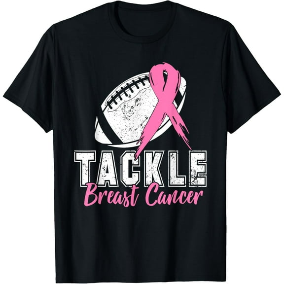 Tackle Football Pink Ribbon Breast Cancer Awareness Boys Kid T-Shirt