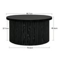 thumbnail image 5 of Fluted Coffee Table, Round Storage Table for Living Room, Farmhouse Accent End Table with Flip Lid Design and Non-Slip Pad for Small Spaces, Black, 5 of 5