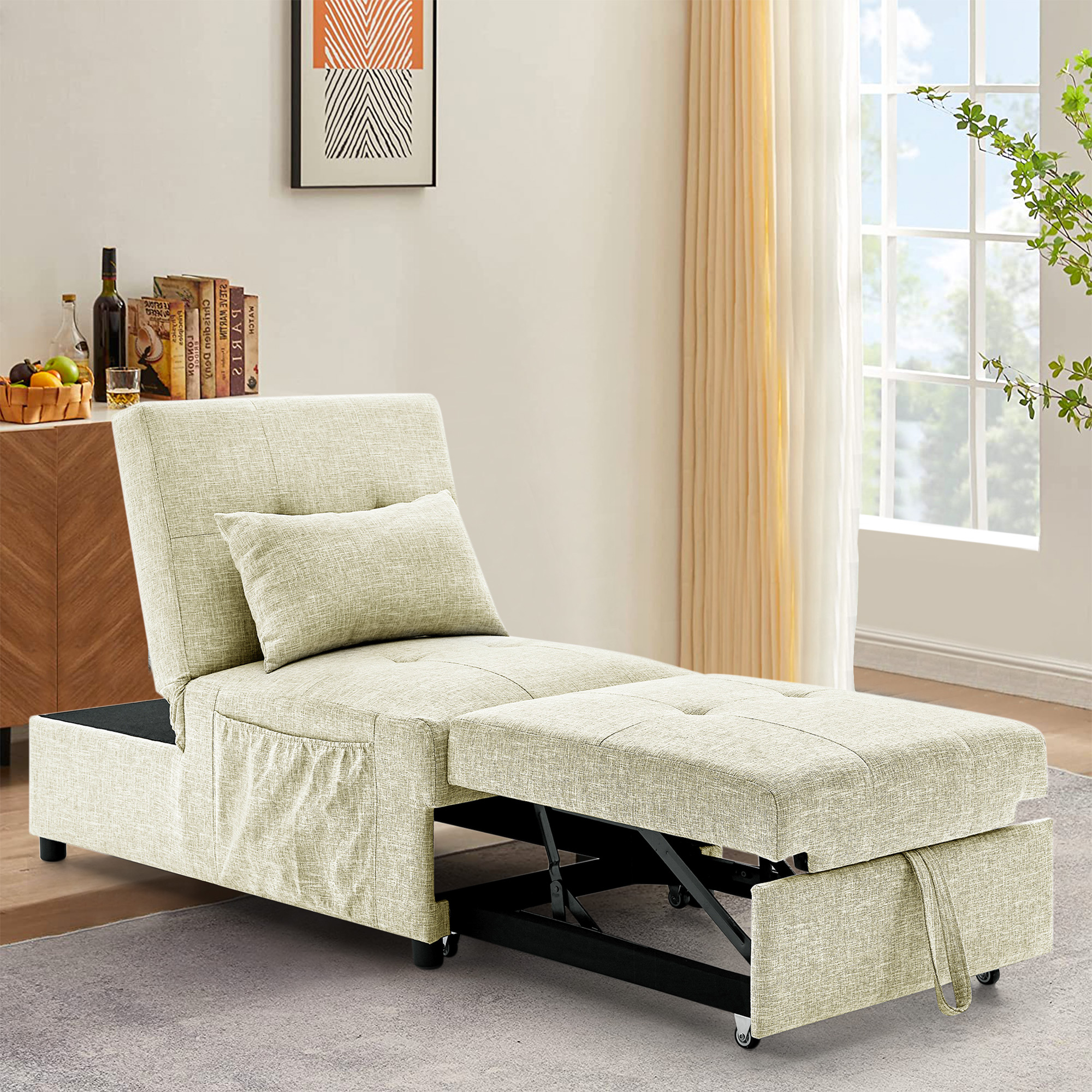 Convertible Sofa Bed, 4 in 1 MultiFunction Modern Folding Ottoman