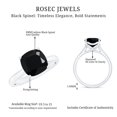thumbnail image 6 of Rosec Jewels 8 mm Cushion Cut Black Spinel Solitaire Ring with Surprise Diamond - AAA Quality August Birthstone - Valentines Ring, 10K White Gold, US 9.00, 6 of 9